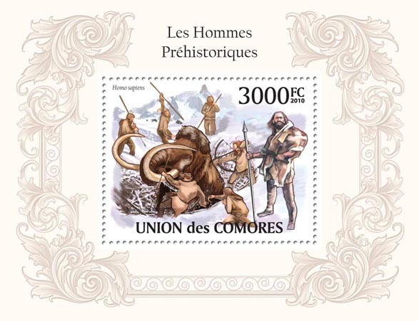 Prehistoric Man, Homo sapiens - Issue of Comoros postage stamps