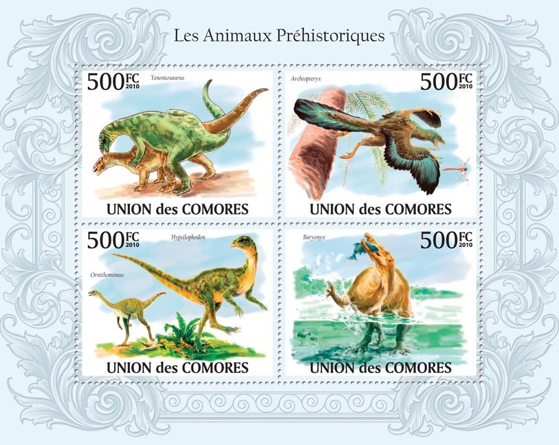 Prehistoric Animals, Dinosaurs - Issue of Comoros postage stamps