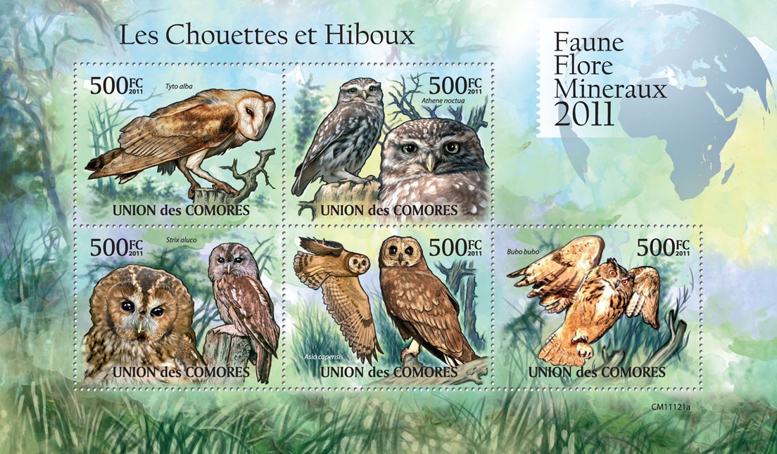Owls I. - Issue of Comoros postage stamps