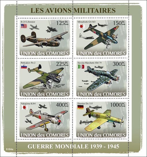 Aircraft of World War II - 1939-1945 - Issue of Comoros postage stamps