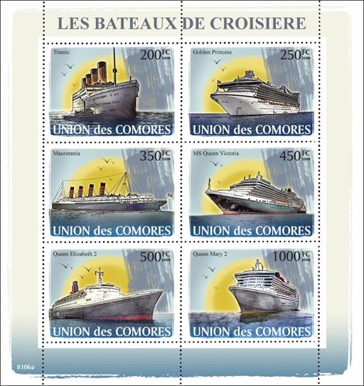 Cruise ships - Issue of Comoros postage stamps
