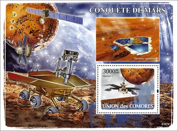 The conquest of Mars - Issue of Comoros postage stamps