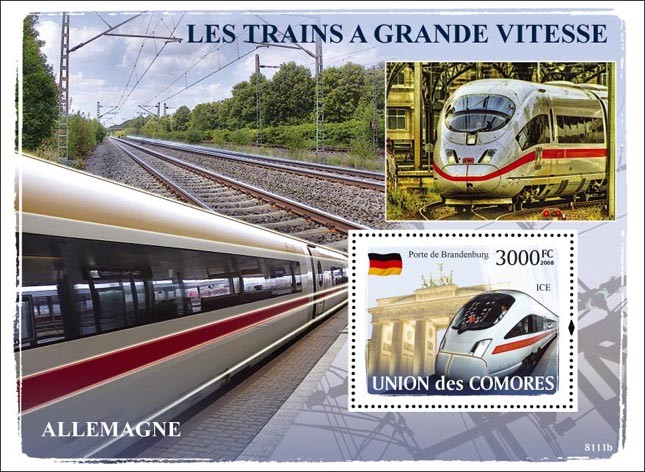 Trains Germany / ICE - Issue of Comoros postage stamps