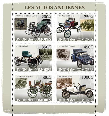 First Cars - Issue of Comoros postage stamps
