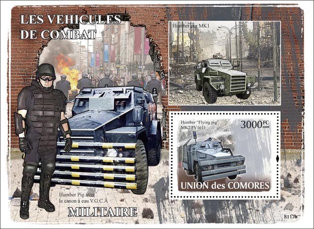 Combat Cars - Issue of Comoros postage stamps