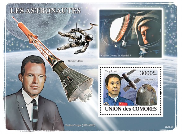 Astronauts & Space - Issue of Comoros postage stamps