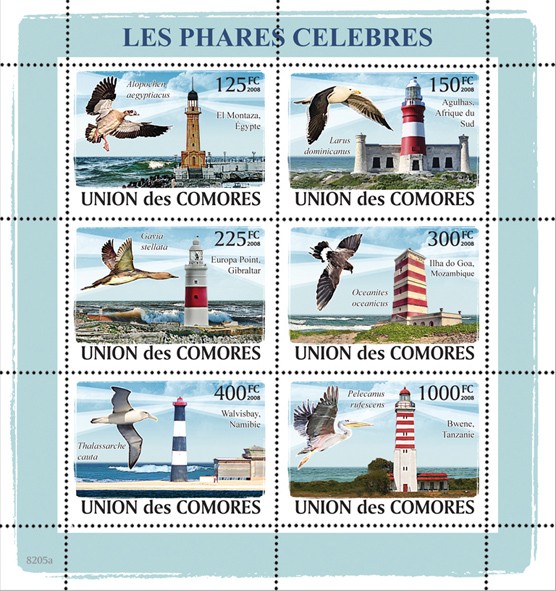 Lighthouses & Birds - Issue of Comoros postage stamps