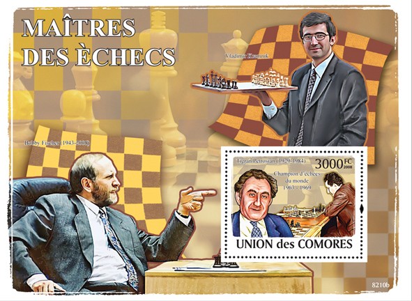 Chess  players - Issue of Comoros postage stamps