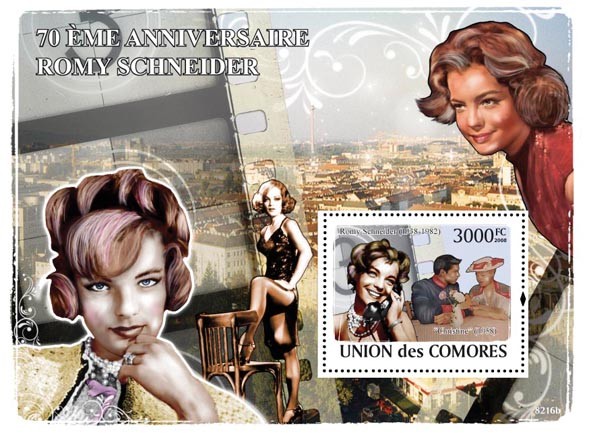 70th Anniversary of Rommy Scneider (1938  1982) - Issue of Comoros postage stamps