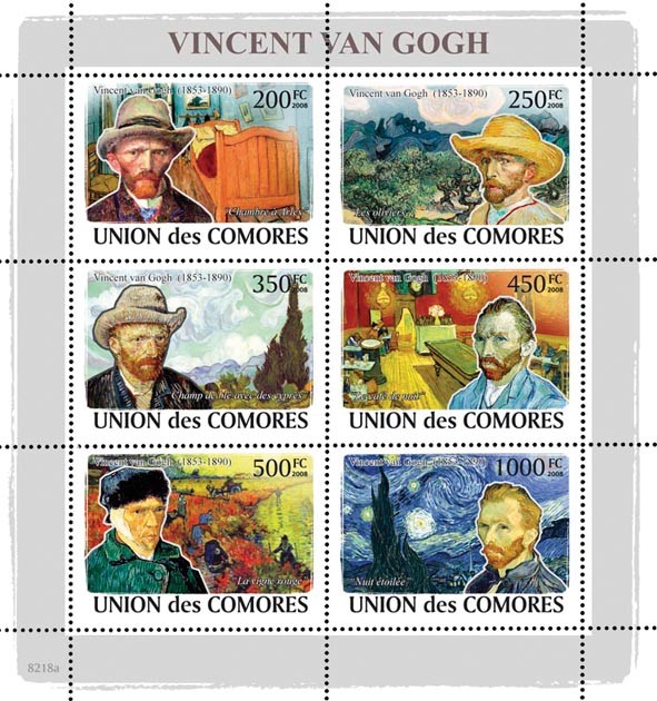 Vincent van Gogh & Paintings - Issue of Comoros postage stamps