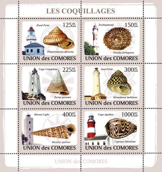 Lighthouses & Shells - Issue of Comoros postage stamps