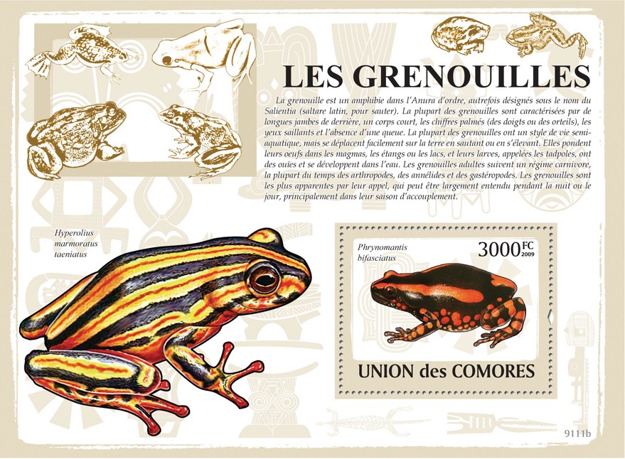 Frogs - Issue of Comoros postage stamps