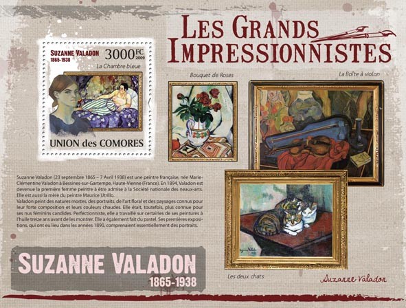 Paintings of Suzanne Valadon ( 1865-1938 ) - Issue of Comoros postage stamps