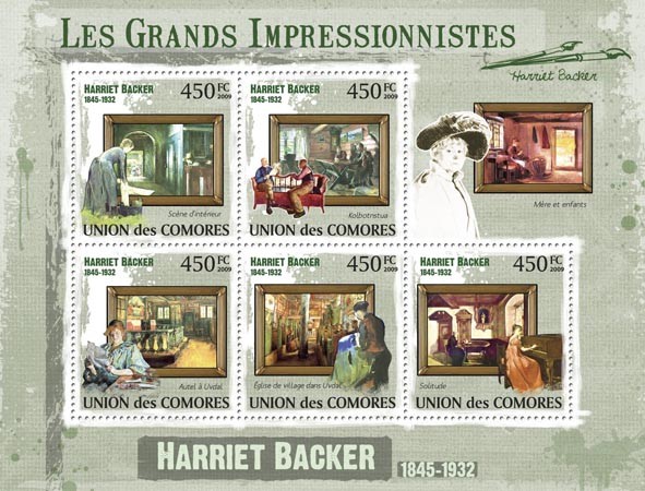 Paintings of Harriet Backer ( 1845  1932 ) - Issue of Comoros postage stamps