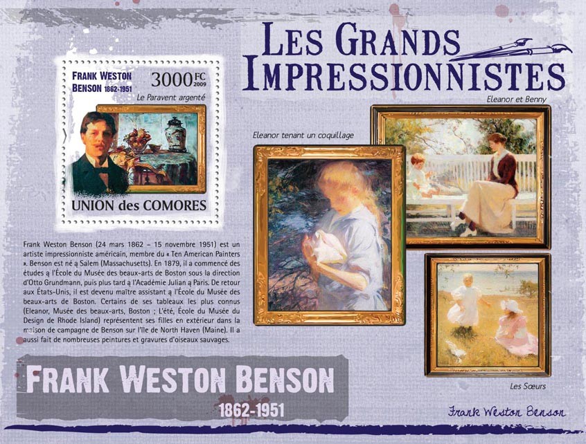 Paintings of Frank Weston Benson ( 1862  1951 ) - Issue of Comoros postage stamps