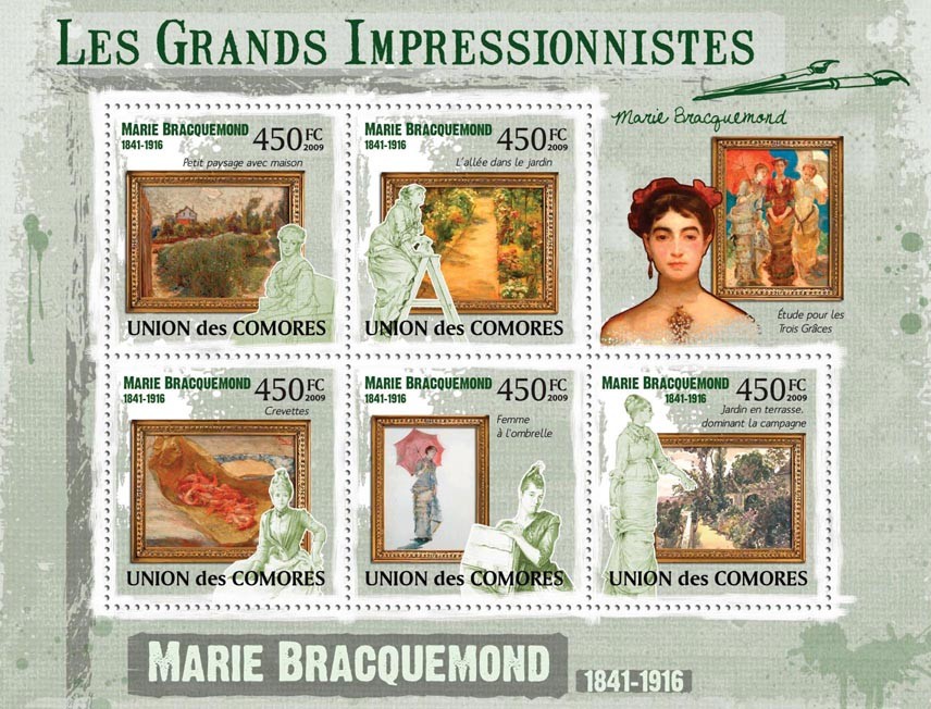 Paintings of Marie Bracquemond ( 1841  1916 ) - Issue of Comoros postage stamps