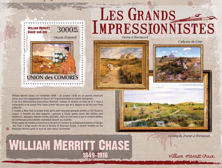 Paintings of William Merrit Chase ( 1849  1916 ) - Issue of Comoros postage stamps