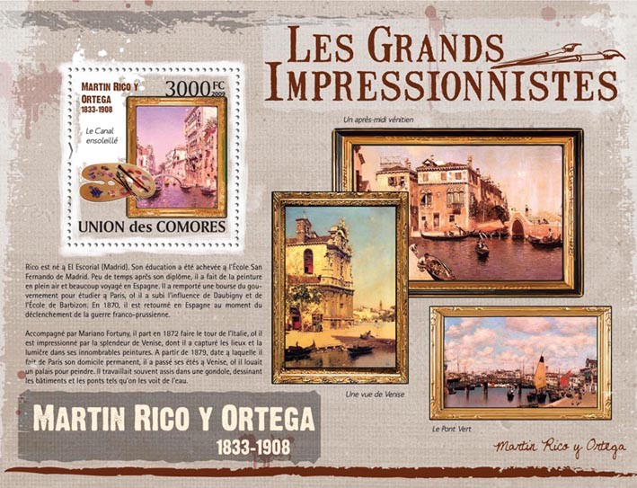 Paintings of Martin Rico Y Ortega ( 1833 1908 ) - Issue of Comoros postage stamps