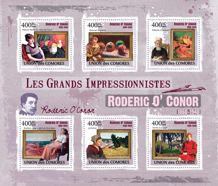 Paintings of Roderic O?ﾀﾙConor ( 1860  1940 ) - Issue of Comoros postage stamps